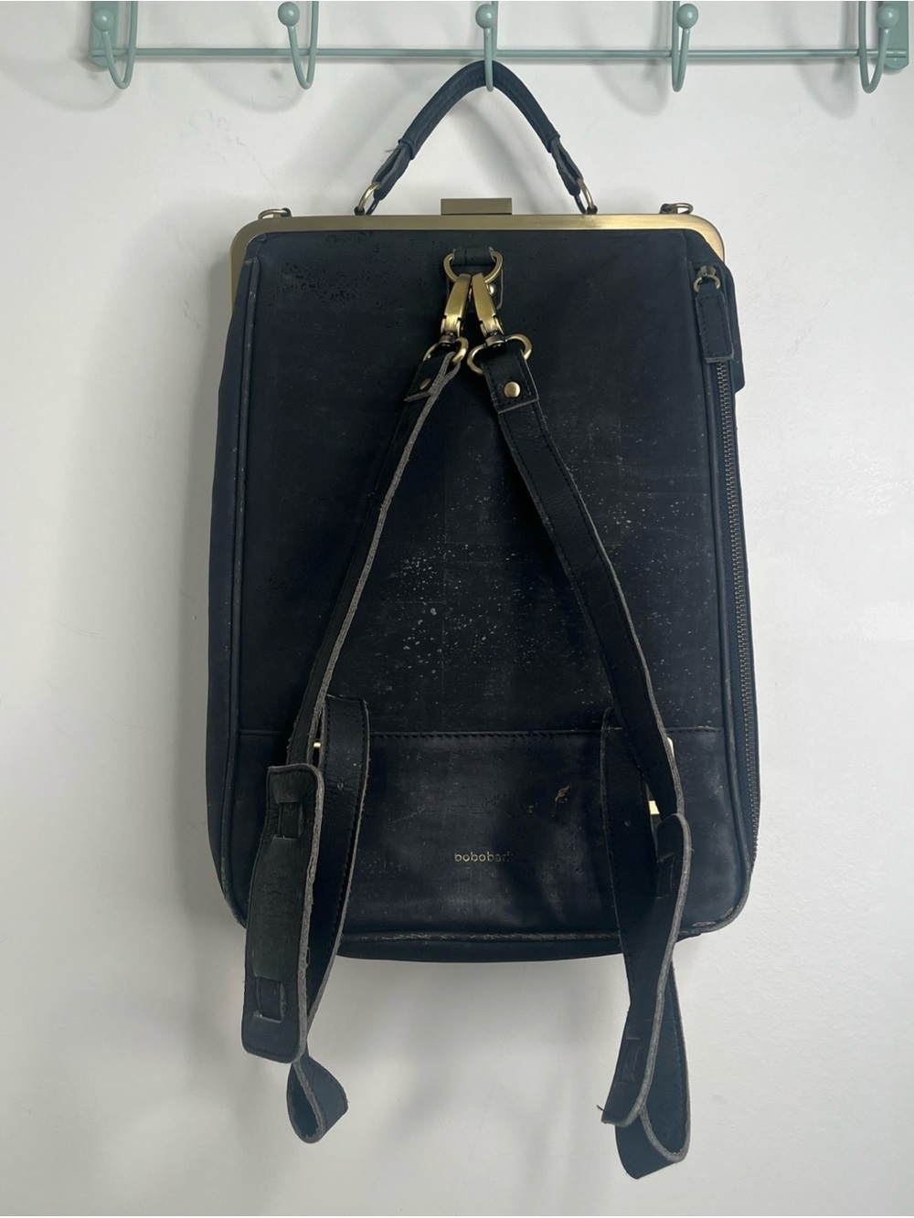 bobobark LaFlore Paris backpack Laptop bag Portuguese Cork Black  Chic *Flawed*